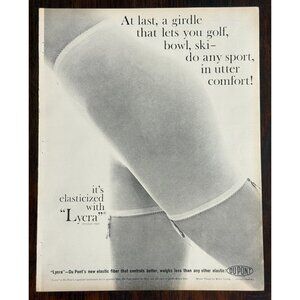 Vintage 1962 Woman in Girdle Lingerie Du Pont's Lycra Advertisement Print Ad